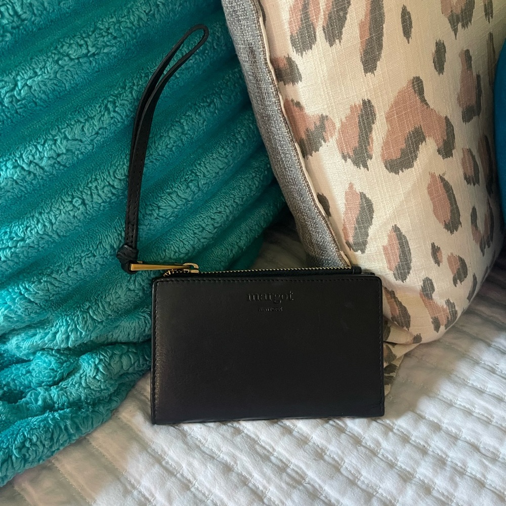 Margot Black Leather Wristlet
